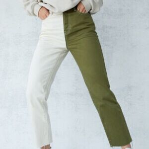 PACSUN Olive Two Tone Denim Jeans